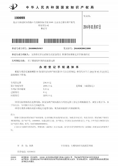 Brevetto di invenzione №100088, Cina